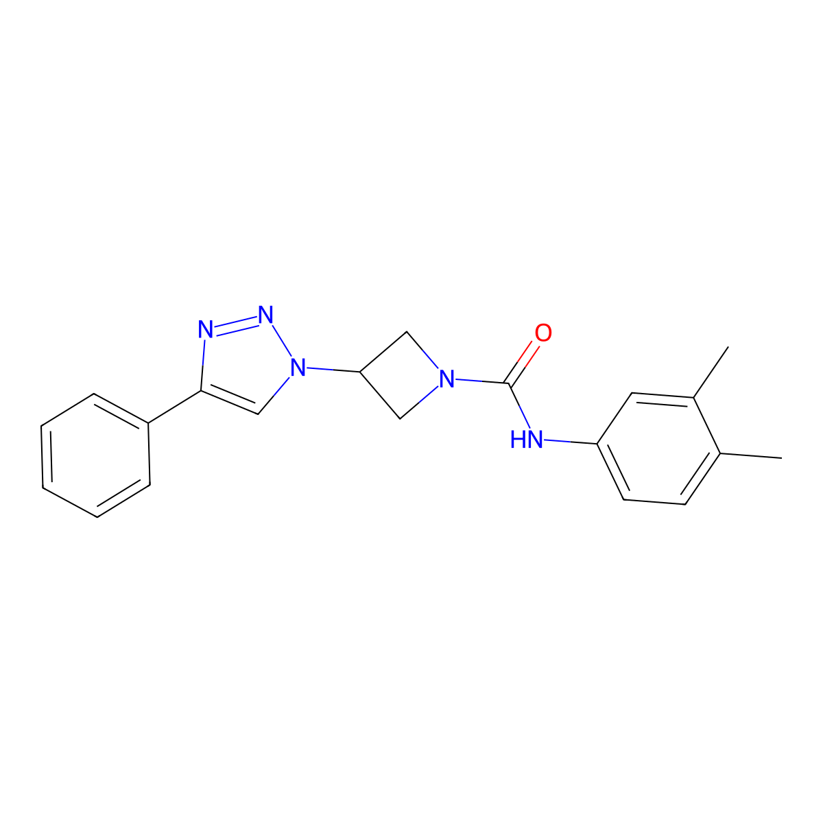 N-(3,4-dimethylphenyl)-3-(4-phenyl-1H-1,2,3-triazol-1-yl)azetidine-1-carboxamide molecular structure, CAS 2034441-87-5