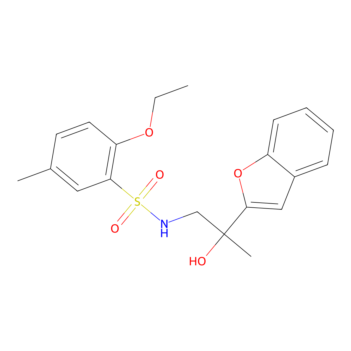 N-(2-(benzofuran-2-yl)-2-hydroxypropyl)-2-ethoxy-5-methylbenzenesulfonamide molecular structure, CAS 2034441-90-0