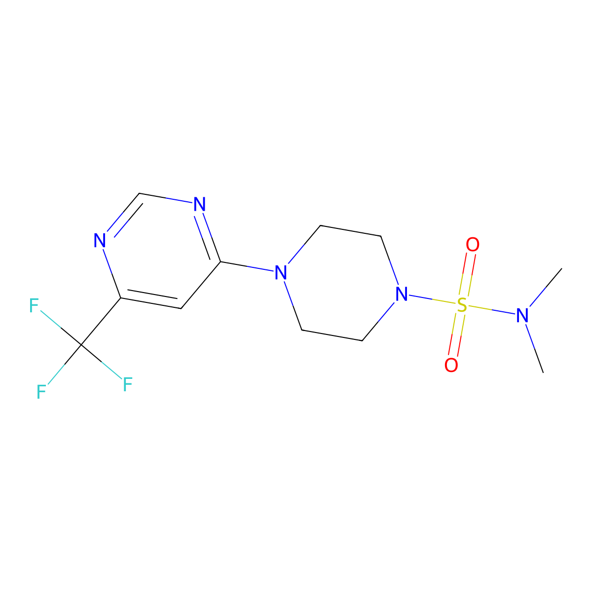 N,N-dimethyl-4-[6-(trifluoromethyl)pyrimidin-4-yl]piperazine-1-sulfonamide molecular structure, CAS 2034441-92-2