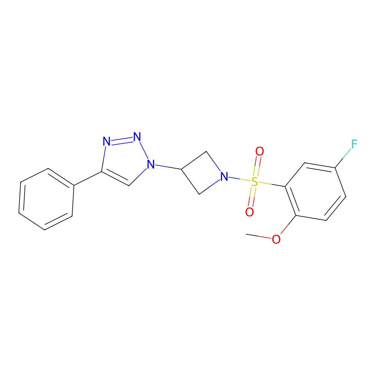 1-(1-((5-fluoro-2-methoxyphenyl)sulfonyl)azetidin-3-yl)-4-phenyl-1H-1,2,3-triazole molecular structure, CAS 2034441-94-4