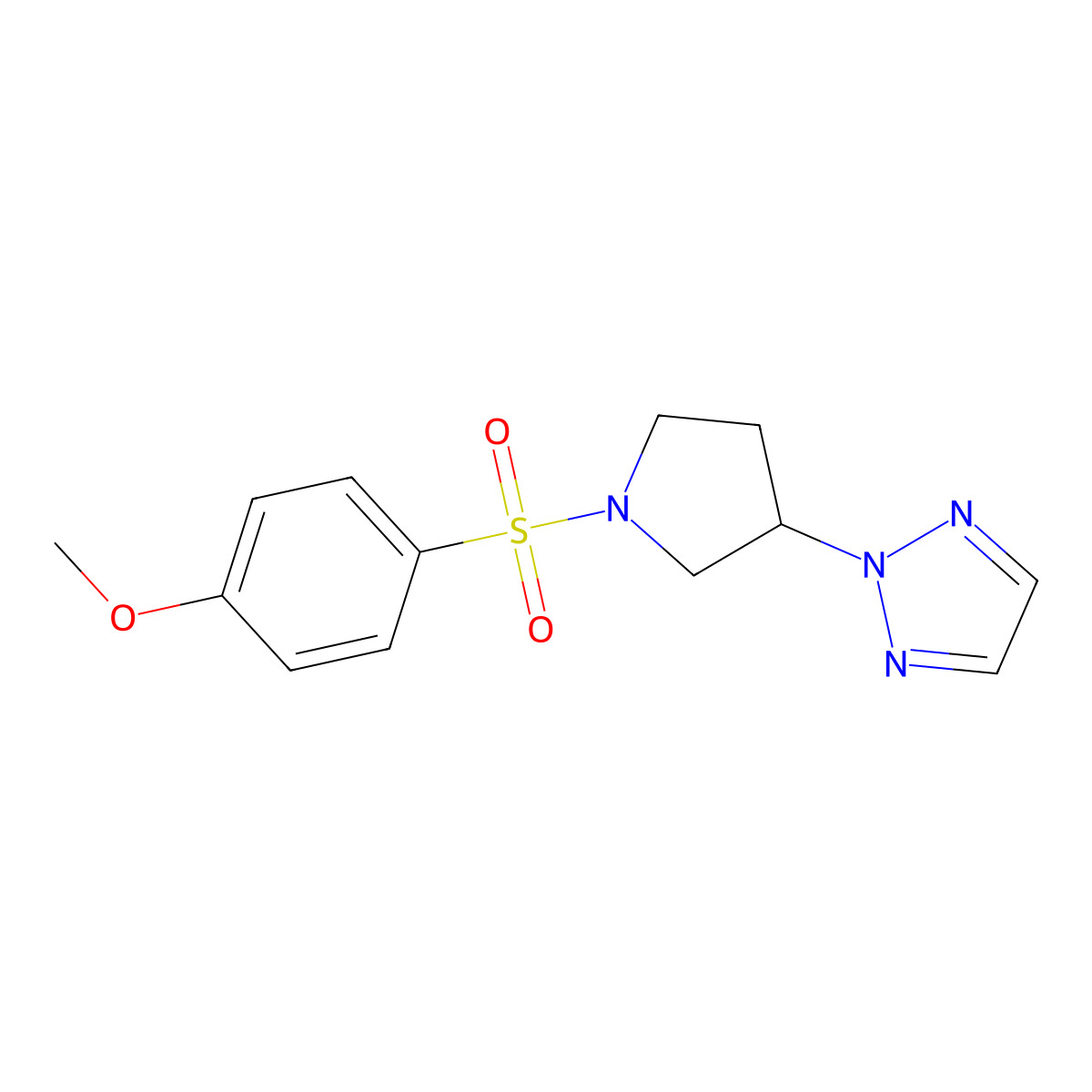 2-(1-((4-methoxyphenyl)sulfonyl)pyrrolidin-3-yl)-2H-1,2,3-triazole molecular structure, CAS 2034441-95-5