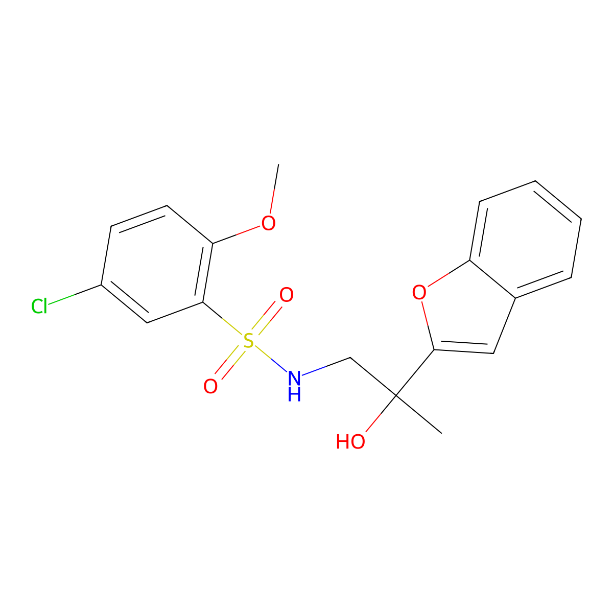 N-(2-(benzofuran-2-yl)-2-hydroxypropyl)-5-chloro-2-methoxybenzenesulfonamide molecular structure, CAS 2034441-97-7