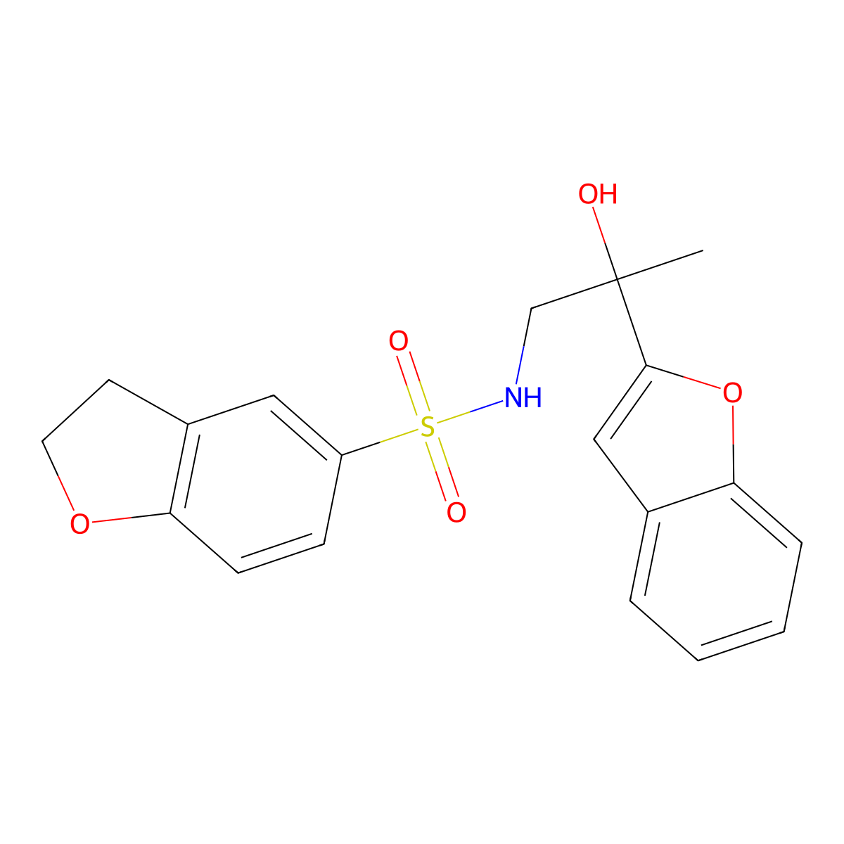 N-(2-(benzofuran-2-yl)-2-hydroxypropyl)-2,3-dihydrobenzofuran-5-sulfonamide molecular structure, CAS 2034442-02-7