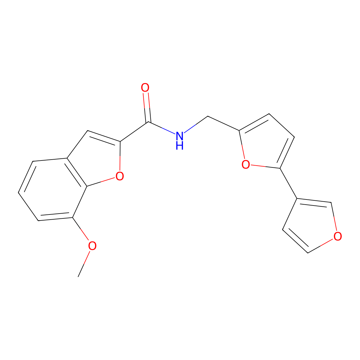 N-({[2,3'-bifuran]-5-yl}methyl)-7-methoxy-1-benzofuran-2-carboxamide molecular structure, CAS 2034442-03-8