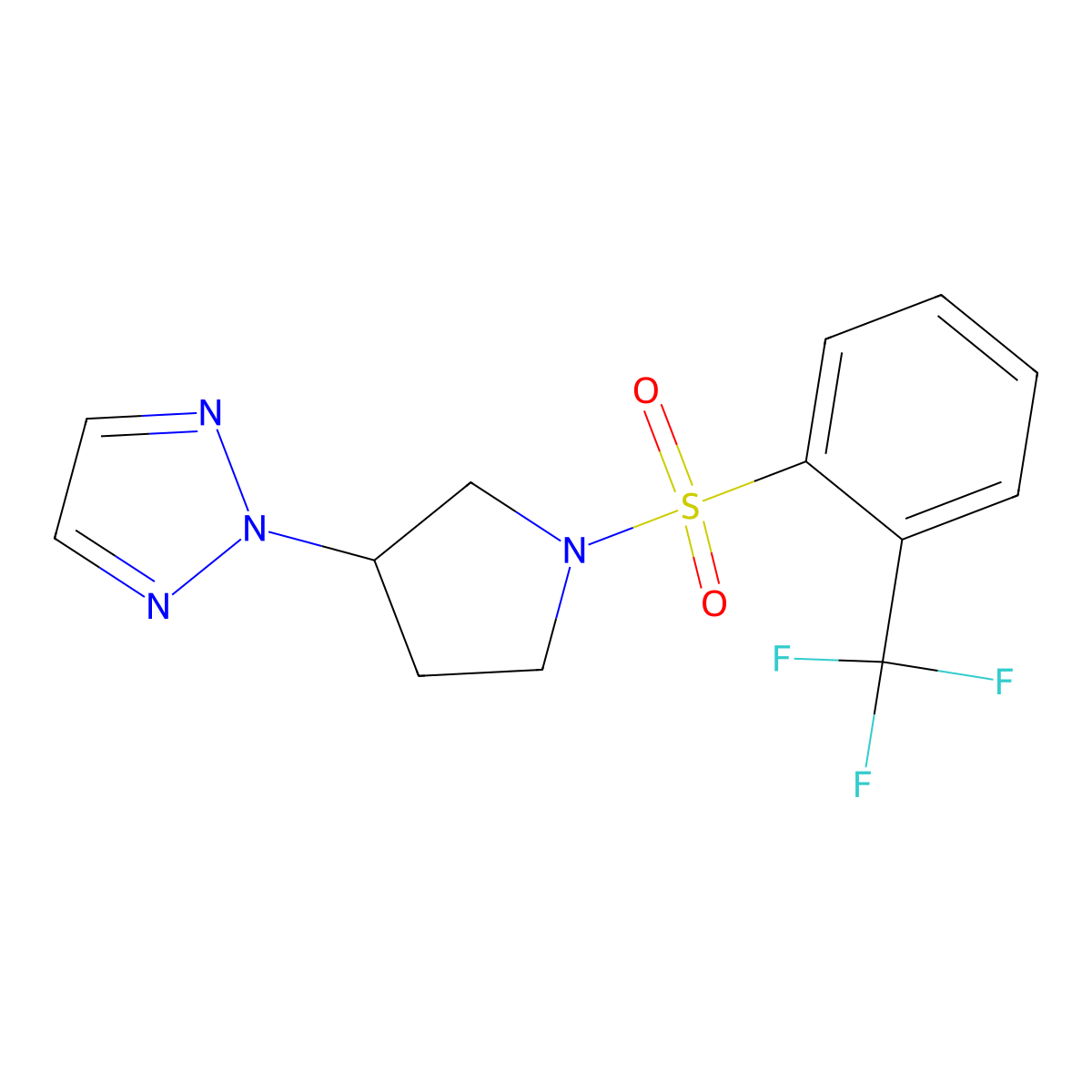 2-(1-((2-(trifluoromethyl)phenyl)sulfonyl)pyrrolidin-3-yl)-2H-1,2,3-triazole molecular structure, CAS 2034442-05-0