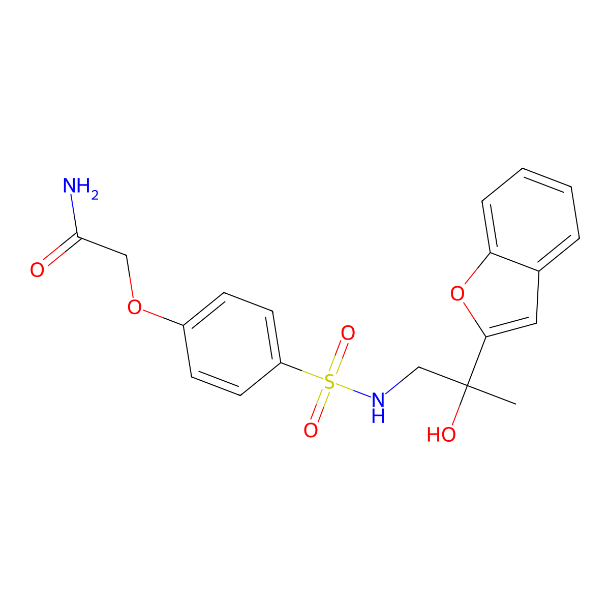 2-(4-(N-(2-(benzofuran-2-yl)-2-hydroxypropyl)sulfamoyl)phenoxy)acetamide molecular structure, CAS 2034442-09-4