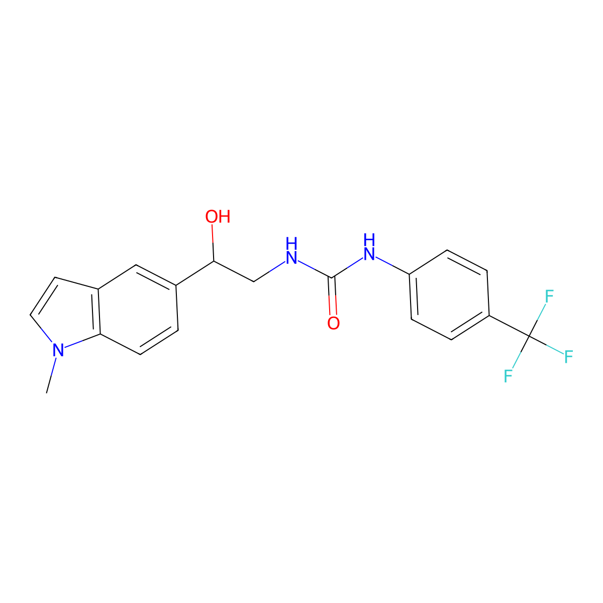 1-(2-hydroxy-2-(1-methyl-1H-indol-5-yl)ethyl)-3-(4-(trifluoromethyl)phenyl)urea molecular structure, CAS 2034442-11-8