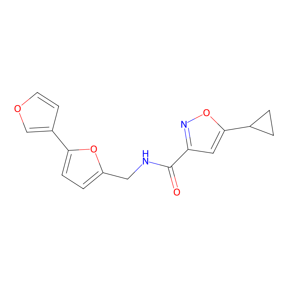 N-({[2,3'-bifuran]-5-yl}methyl)-5-cyclopropyl-1,2-oxazole-3-carboxamide molecular structure, CAS 2034442-15-2