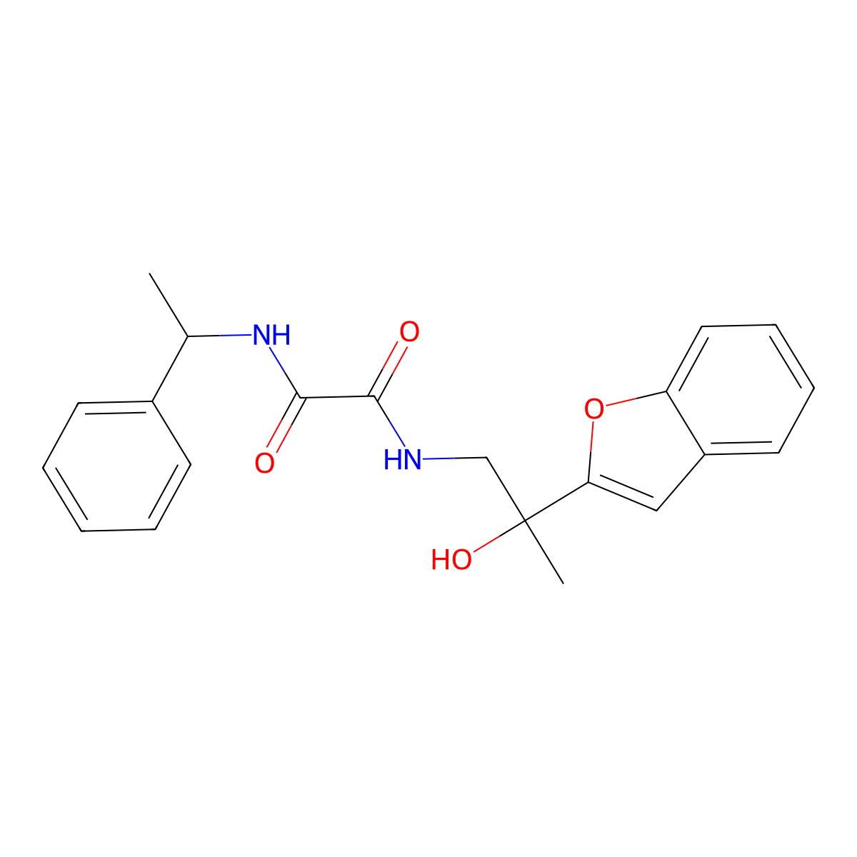 N1-(2-(benzofuran-2-yl)-2-hydroxypropyl)-N2-(1-phenylethyl)oxalamide molecular structure, CAS 2034442-16-3