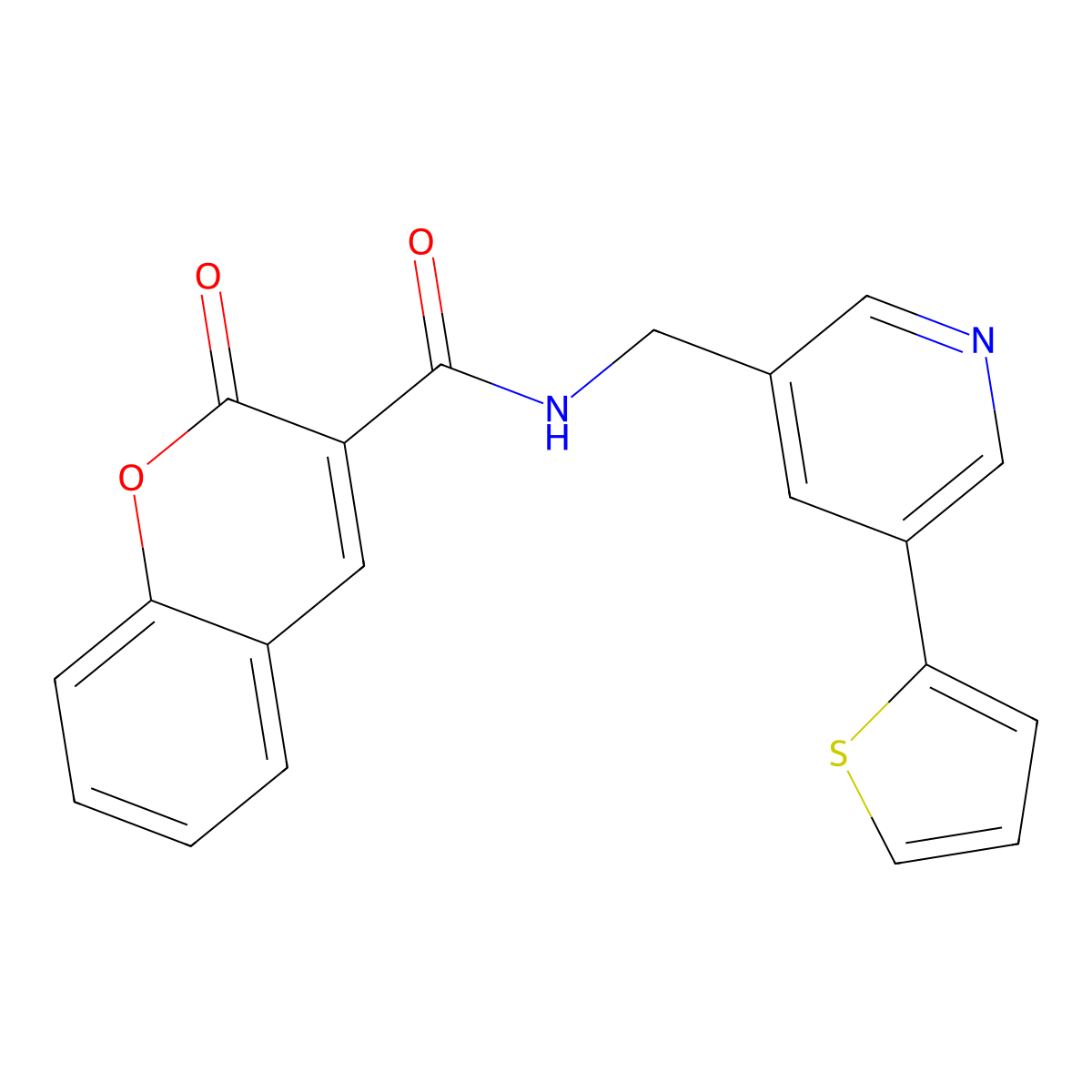 2-oxo-N-((5-(thiophen-2-yl)pyridin-3-yl)methyl)-2H-chromene-3-carboxamide molecular structure, CAS 2034442-17-4