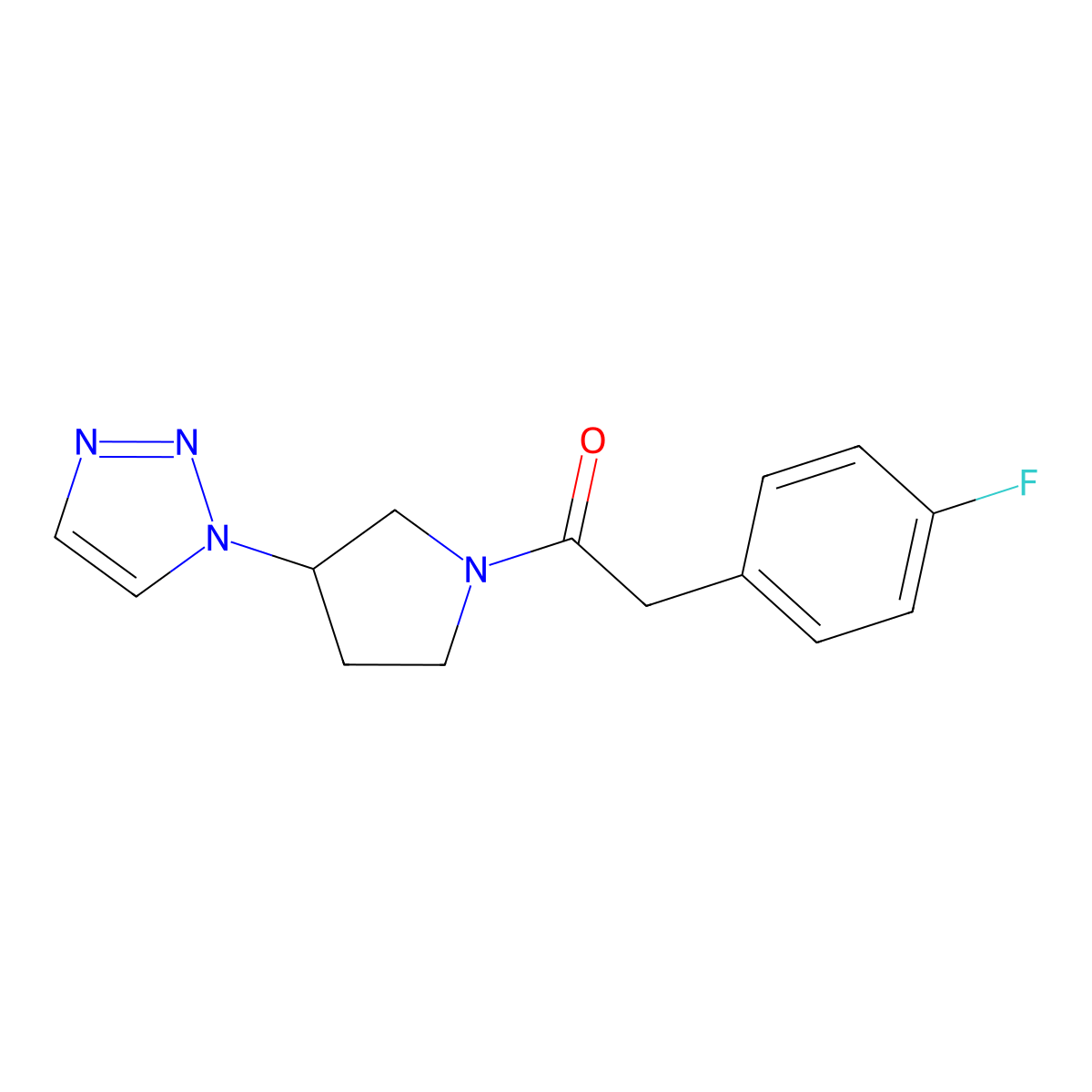 1-(3-(1H-1,2,3-triazol-1-yl)pyrrolidin-1-yl)-2-(4-fluorophenyl)ethanone molecular structure, CAS 2034442-25-4