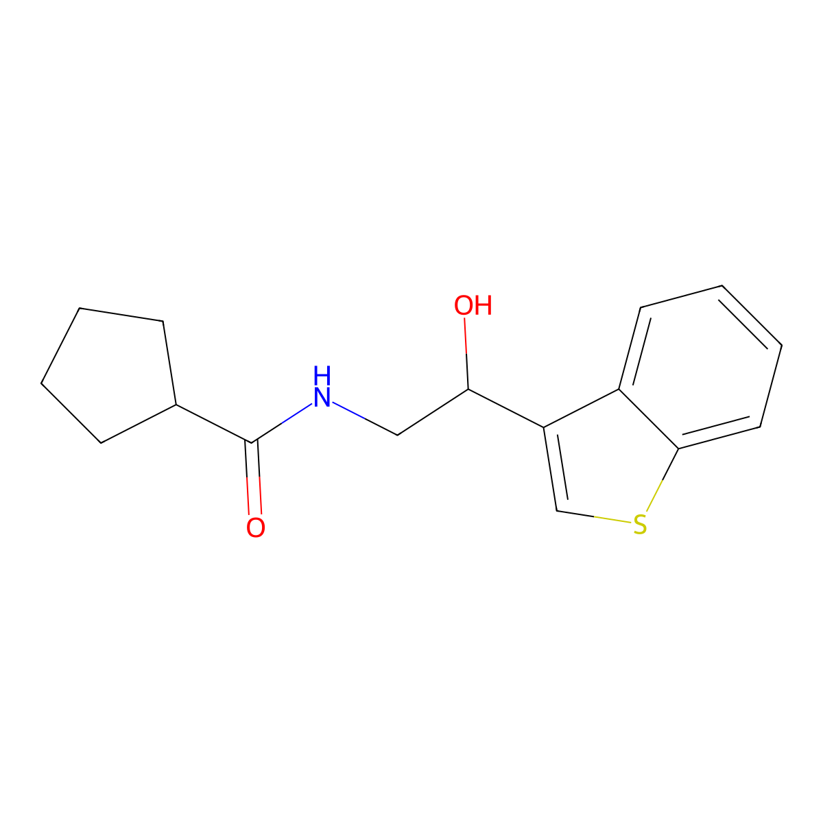 N-(2-(benzo[b]thiophen-3-yl)-2-hydroxyethyl)cyclopentanecarboxamide molecular structure, CAS 2034442-26-5