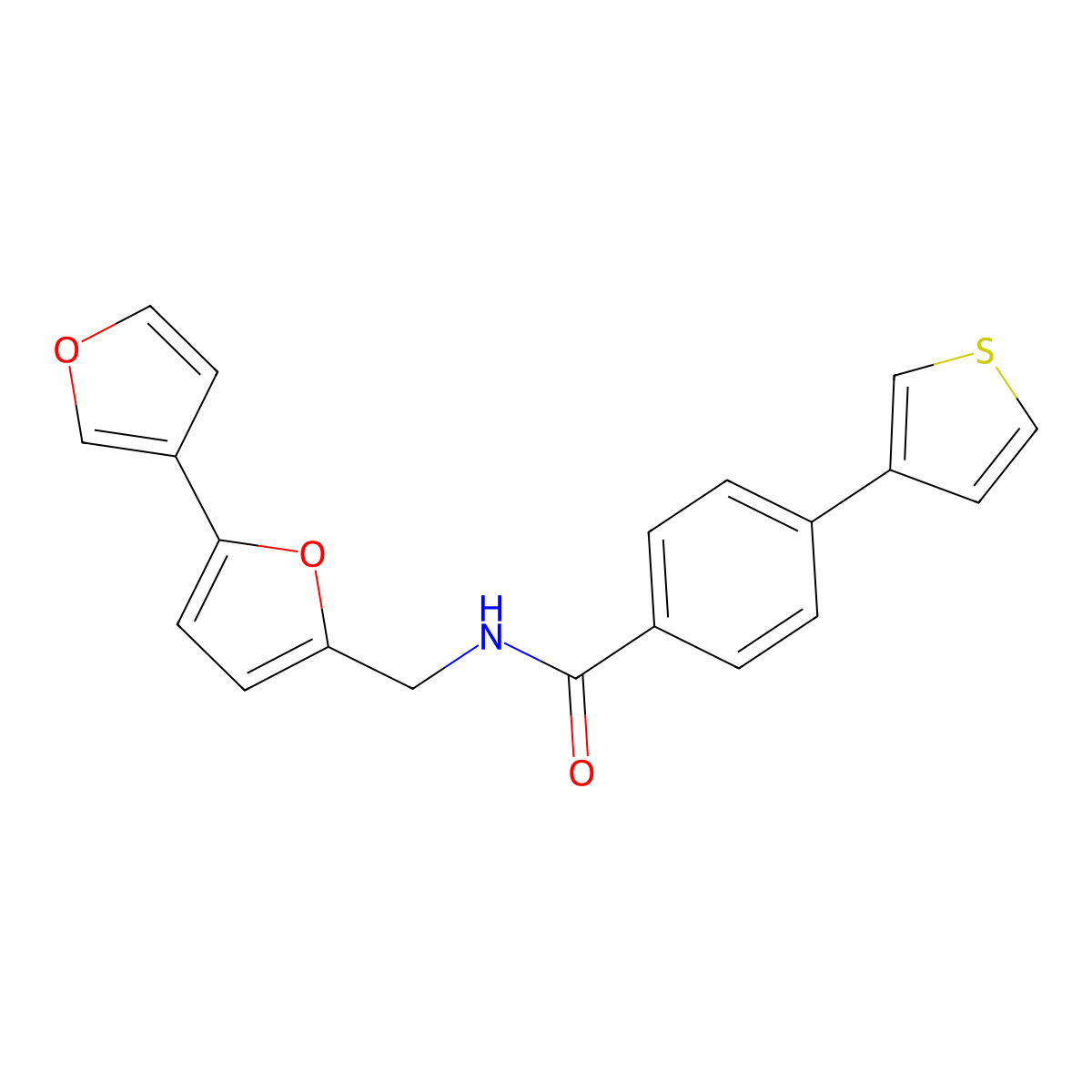 N-([2,3'-bifuran]-5-ylmethyl)-4-(thiophen-3-yl)benzamide molecular structure, CAS 2034442-28-7