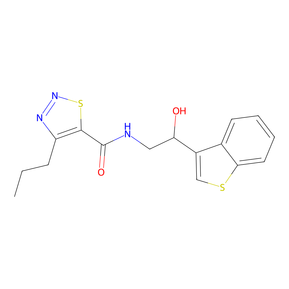 N-(2-(benzo[b]thiophen-3-yl)-2-hydroxyethyl)-4-propyl-1,2,3-thiadiazole-5-carboxamide molecular structure, CAS 2034442-43-6