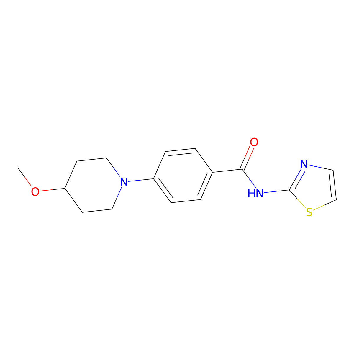 4-(4-methoxypiperidin-1-yl)-N-(thiazol-2-yl)benzamide molecular structure, CAS 2034442-45-8