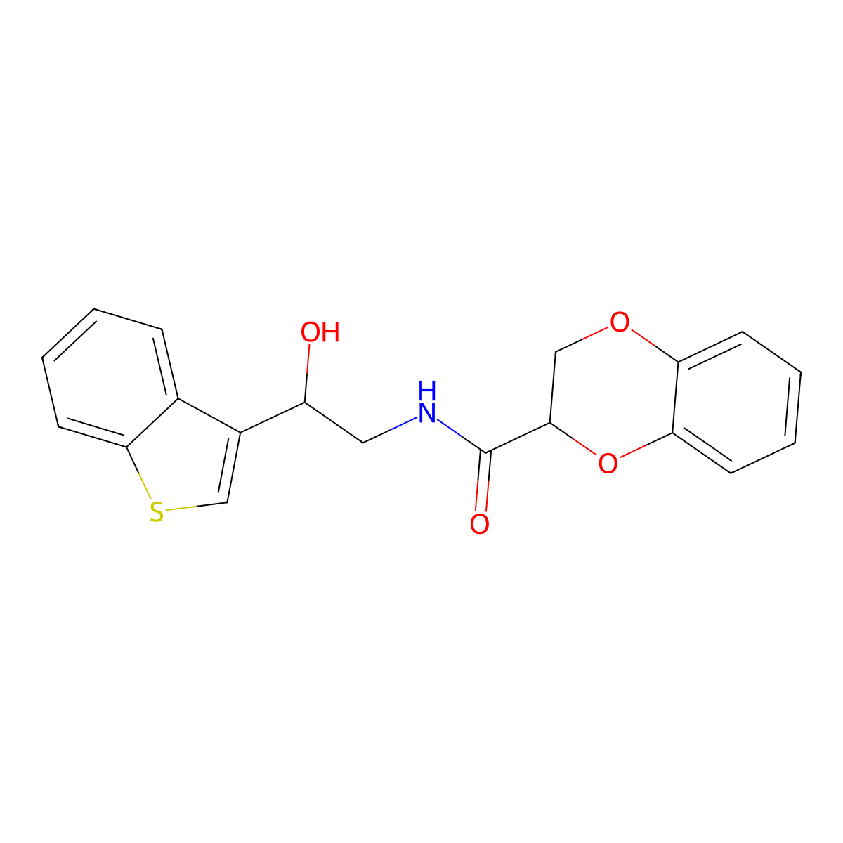 N-(2-(benzo[b]thiophen-3-yl)-2-hydroxyethyl)-2,3-dihydrobenzo[b][1,4]dioxine-2-carboxamide molecular structure, CAS 2034442-49-2