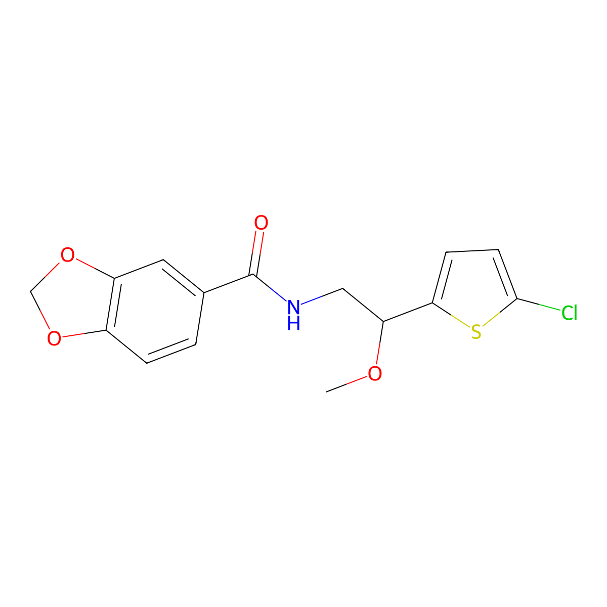 N-(2-(5-chlorothiophen-2-yl)-2-methoxyethyl)benzo[d][1,3]dioxole-5-carboxamide molecular structure, CAS 2034442-55-0