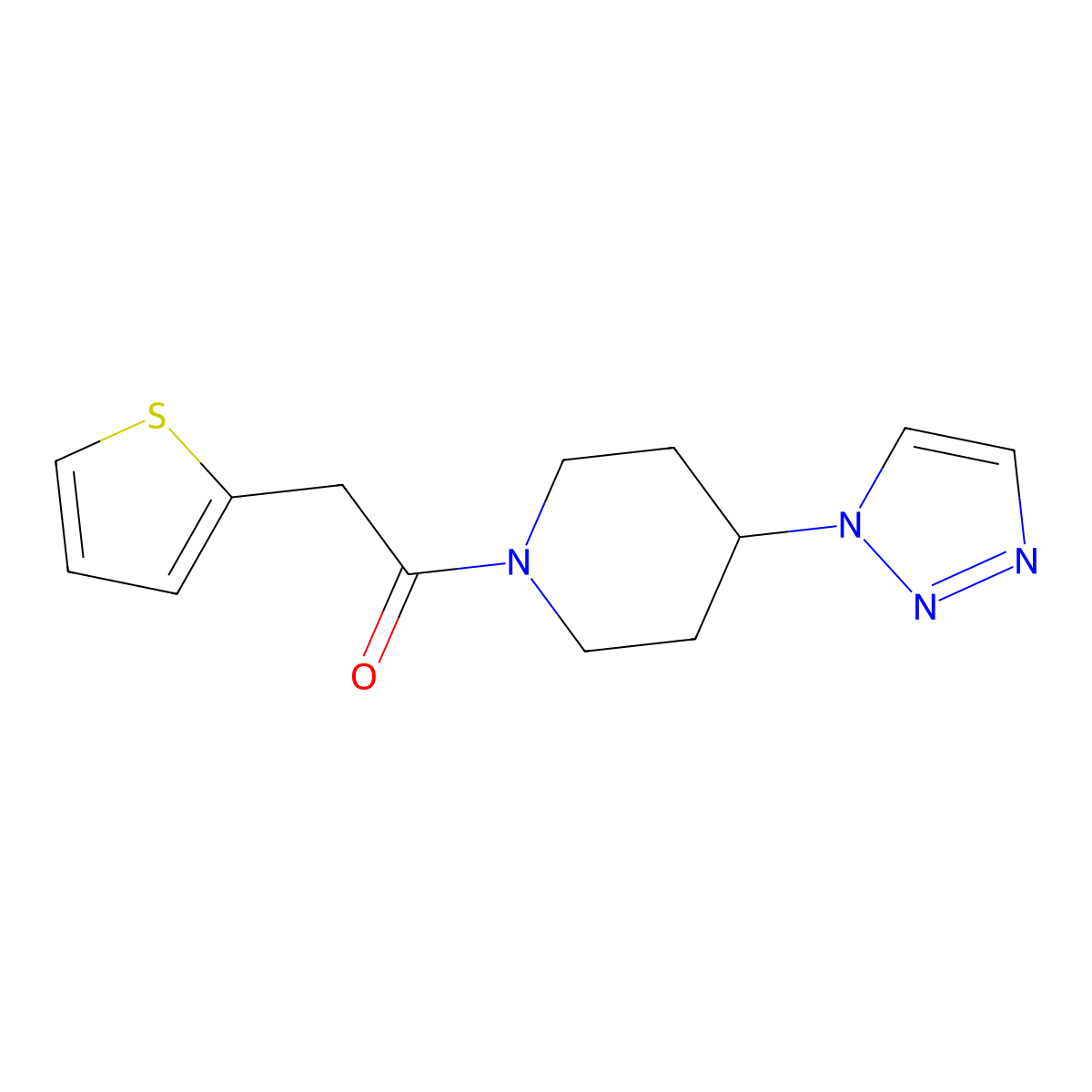 1-(4-(1H-1,2,3-triazol-1-yl)piperidin-1-yl)-2-(thiophen-2-yl)ethanone molecular structure, CAS 2034442-58-3