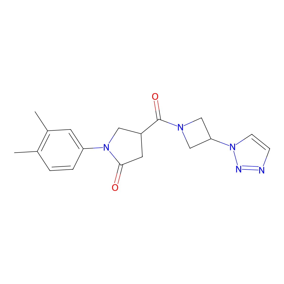 4-(3-(1H-1,2,3-triazol-1-yl)azetidine-1-carbonyl)-1-(3,4-dimethylphenyl)pyrrolidin-2-one molecular structure, CAS 2034442-61-8