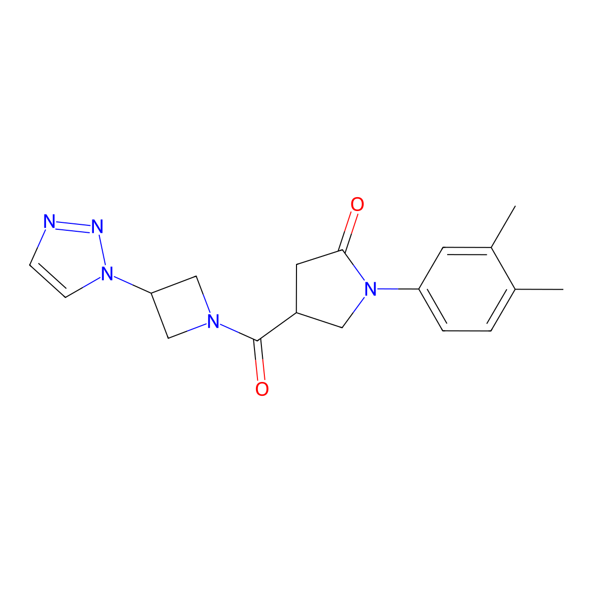 4-(3-(1H-1,2,3-triazol-1-yl)azetidine-1-carbonyl)-1-(3,4-dimethylphenyl)pyrrolidin-2-one molecular structure, CAS 2034442-61-8