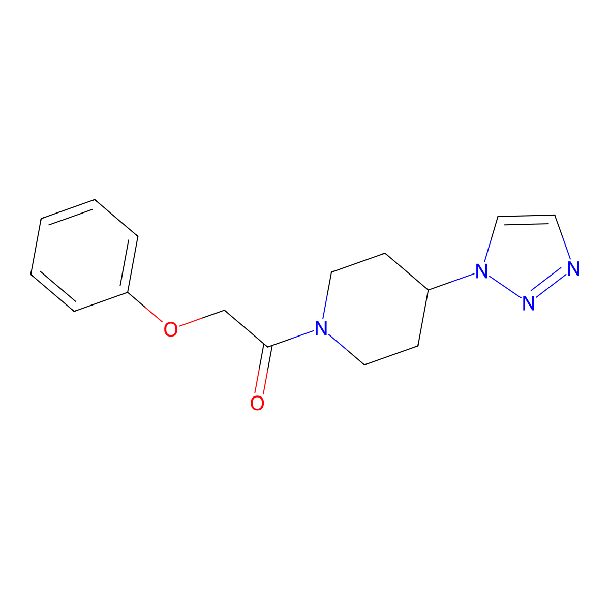 1-(4-(1H-1,2,3-triazol-1-yl)piperidin-1-yl)-2-phenoxyethanone molecular structure, CAS 2034442-62-9