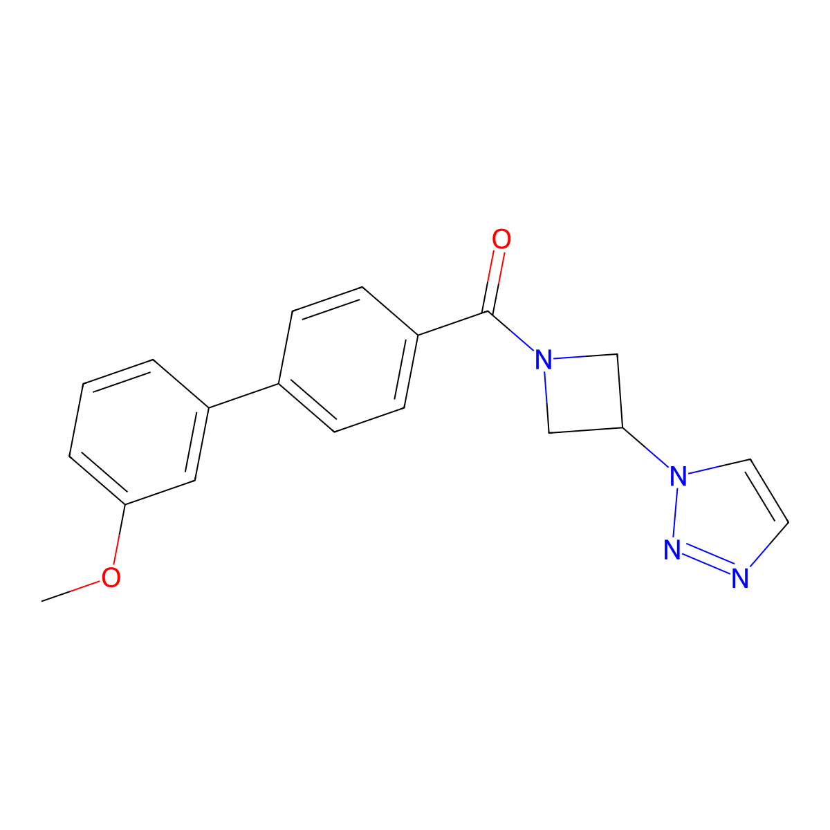 (3-(1H-1,2,3-triazol-1-yl)azetidin-1-yl)(3'-methoxy-[1,1'-biphenyl]-4-yl)methanone molecular structure, CAS 2034442-67-4