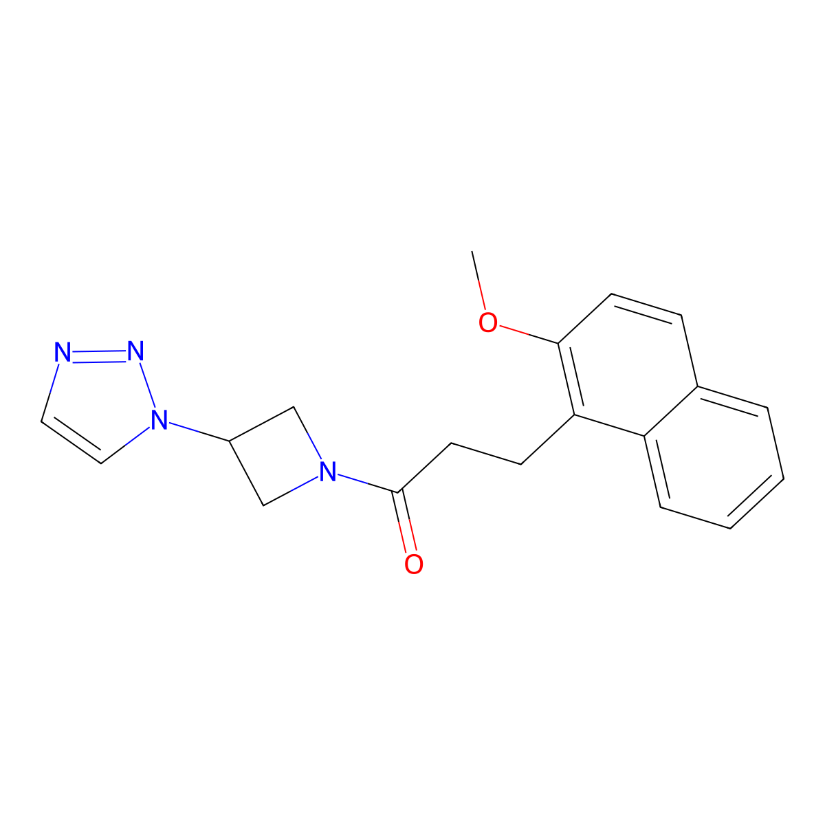 1-(3-(1H-1,2,3-triazol-1-yl)azetidin-1-yl)-3-(2-methoxynaphthalen-1-yl)propan-1-one molecular structure, CAS 2034442-78-7