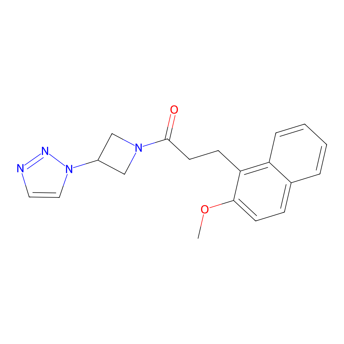 1-(3-(1H-1,2,3-triazol-1-yl)azetidin-1-yl)-3-(2-methoxynaphthalen-1-yl)propan-1-one molecular structure, CAS 2034442-78-7