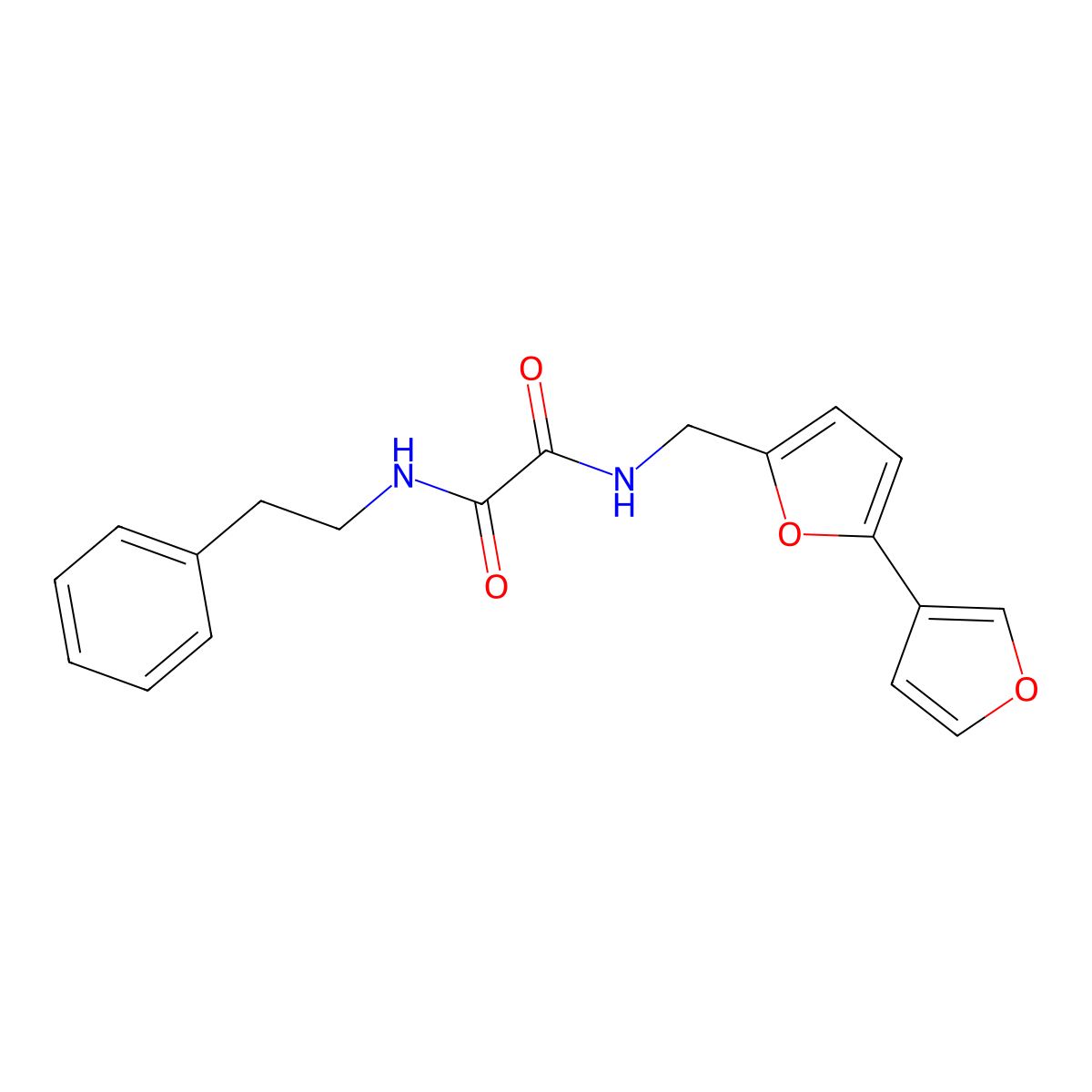 N-({[2,3'-bifuran]-5-yl}methyl)-N'-(2-phenylethyl)ethanediamide molecular structure, CAS 2034442-80-1