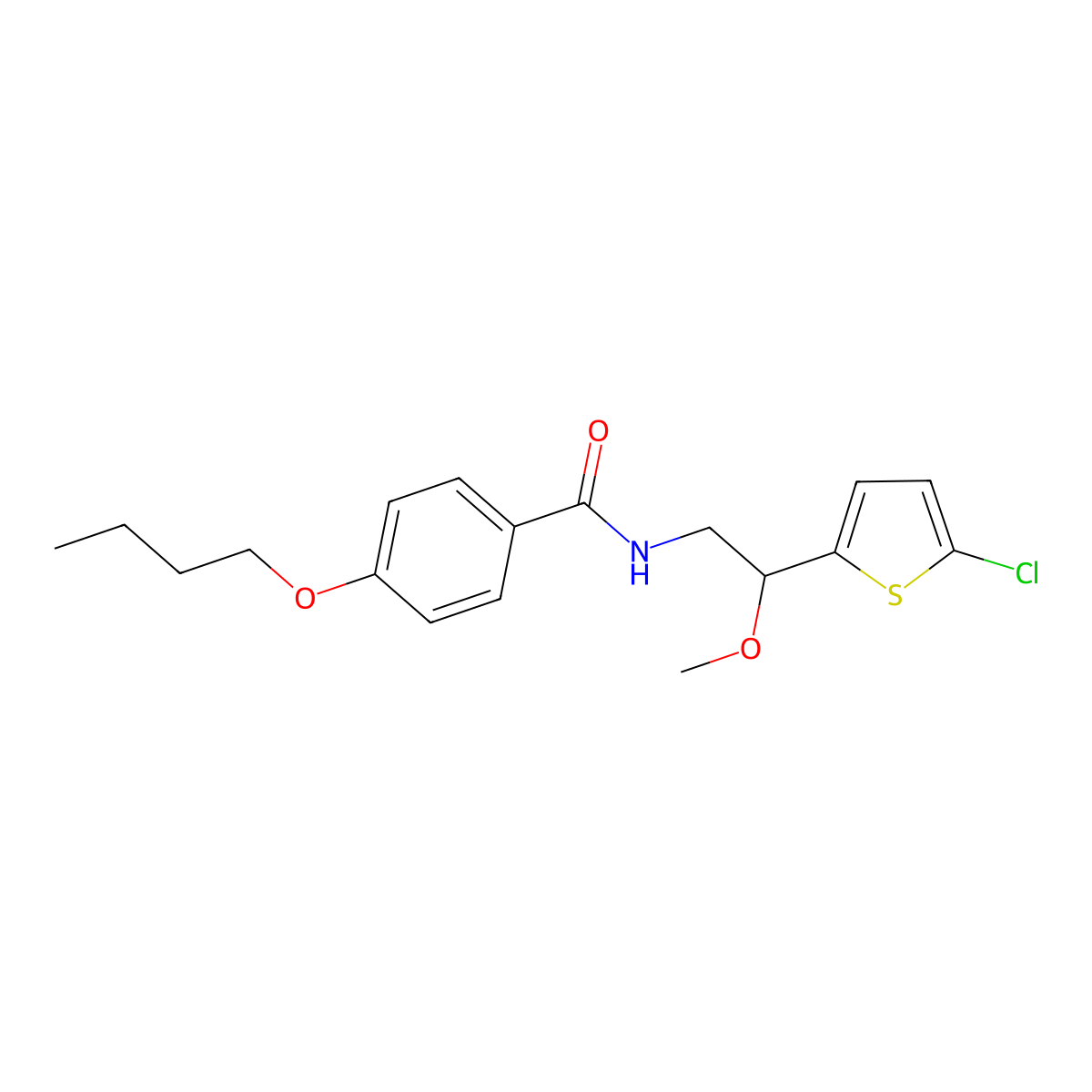 4-butoxy-N-[2-(5-chlorothiophen-2-yl)-2-methoxyethyl]benzamide molecular structure, CAS 2034442-81-2