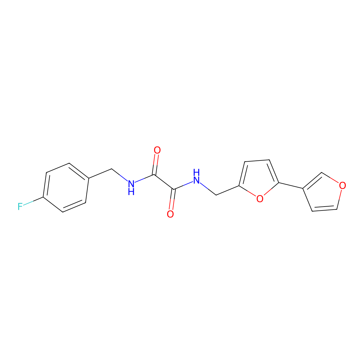 N-({[2,3'-bifuran]-5-yl}methyl)-N'-[(4-fluorophenyl)methyl]ethanediamide molecular structure, CAS 2034442-84-5