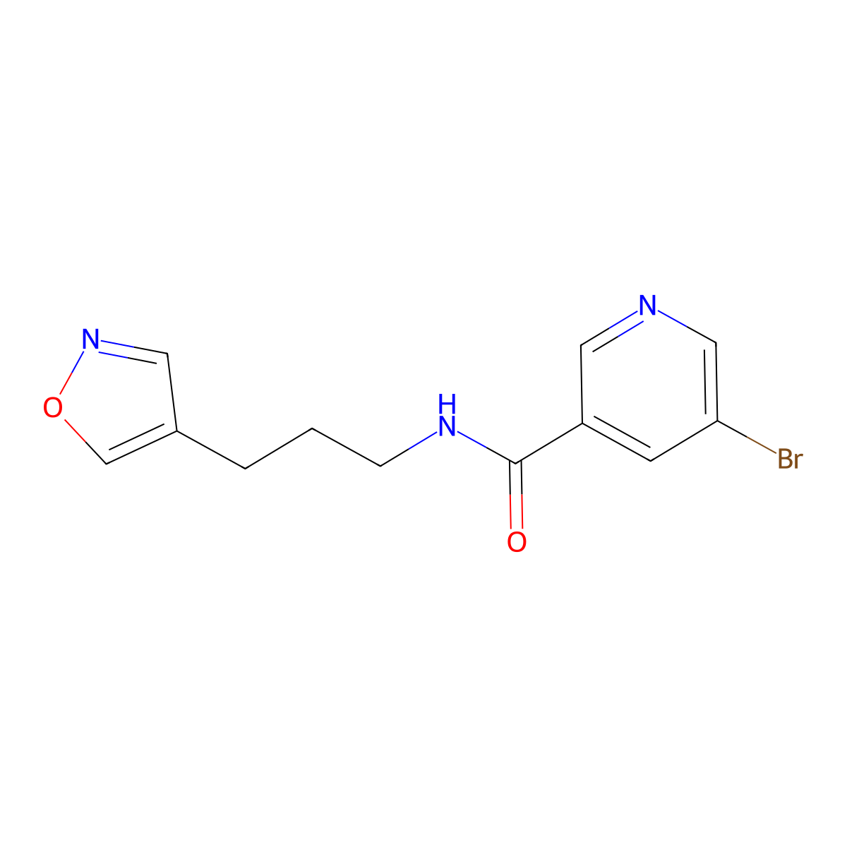5-bromo-N-(3-(isoxazol-4-yl)propyl)nicotinamide molecular structure, CAS 2034442-85-6