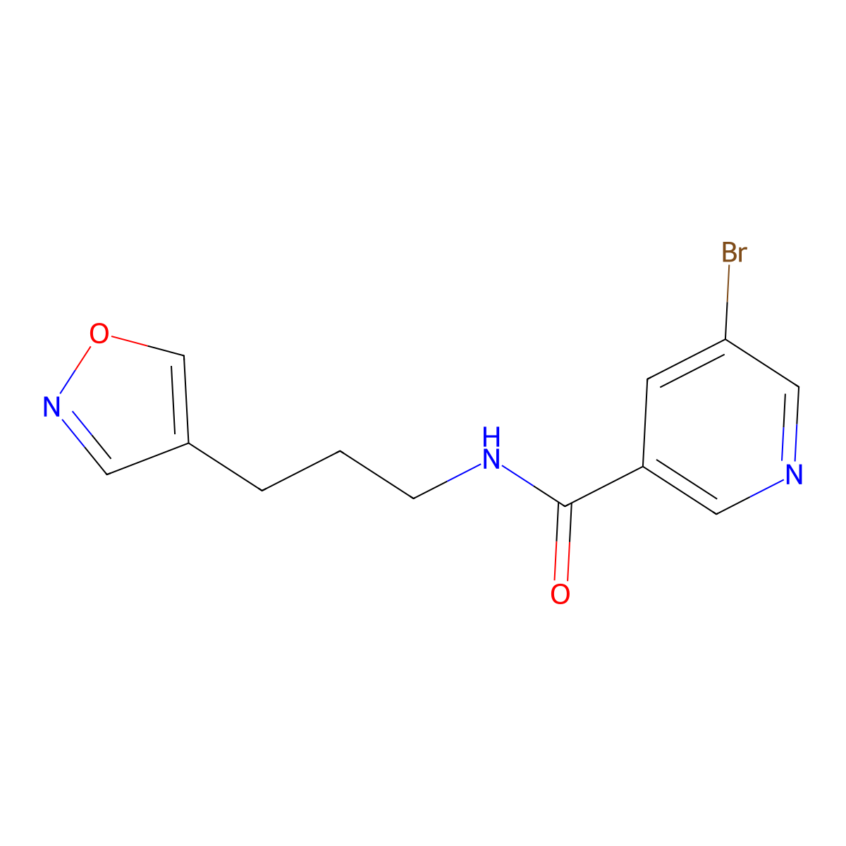 5-bromo-N-(3-(isoxazol-4-yl)propyl)nicotinamide molecular structure, CAS 2034442-85-6