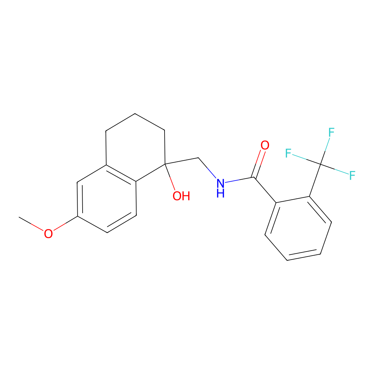 N-[(1-hydroxy-6-methoxy-1,2,3,4-tetrahydronaphthalen-1-yl)methyl]-2-(trifluoromethyl)benzamide molecular structure, CAS 2034442-86-7