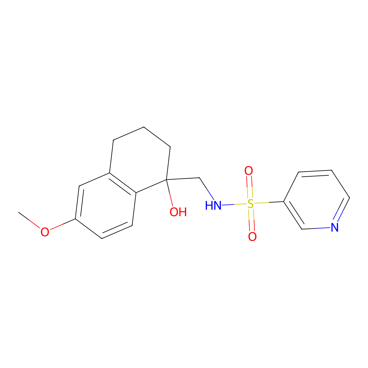 N-[(1-hydroxy-6-methoxy-1,2,3,4-tetrahydronaphthalen-1-yl)methyl]pyridine-3-sulfonamide molecular structure, CAS 2034443-00-8