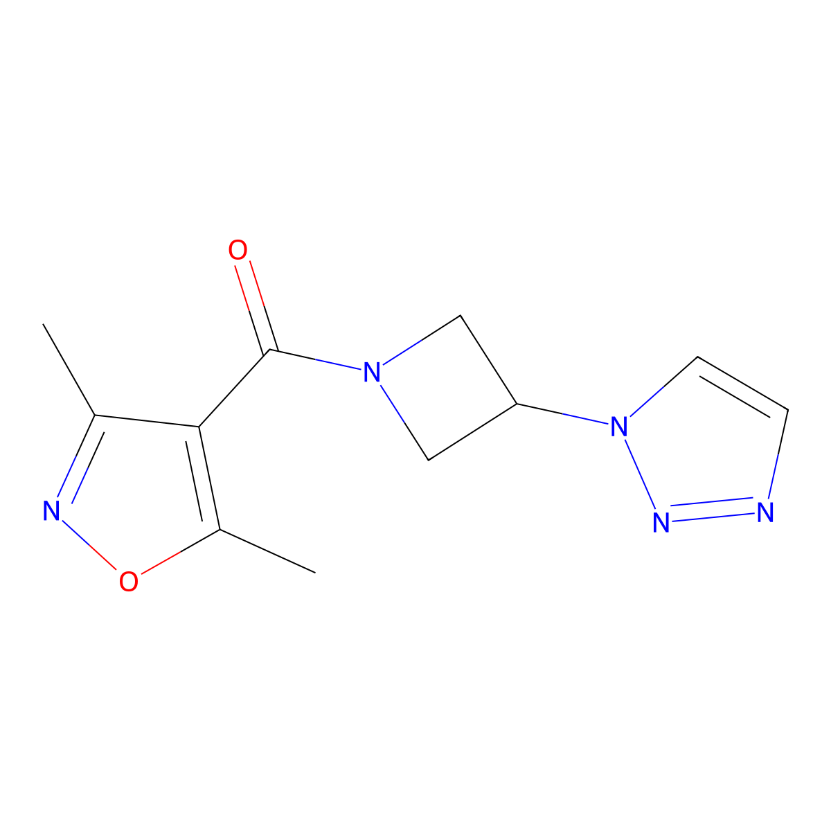 (3-(1H-1,2,3-triazol-1-yl)azetidin-1-yl)(3,5-dimethylisoxazol-4-yl)methanone molecular structure, CAS 2034443-01-9