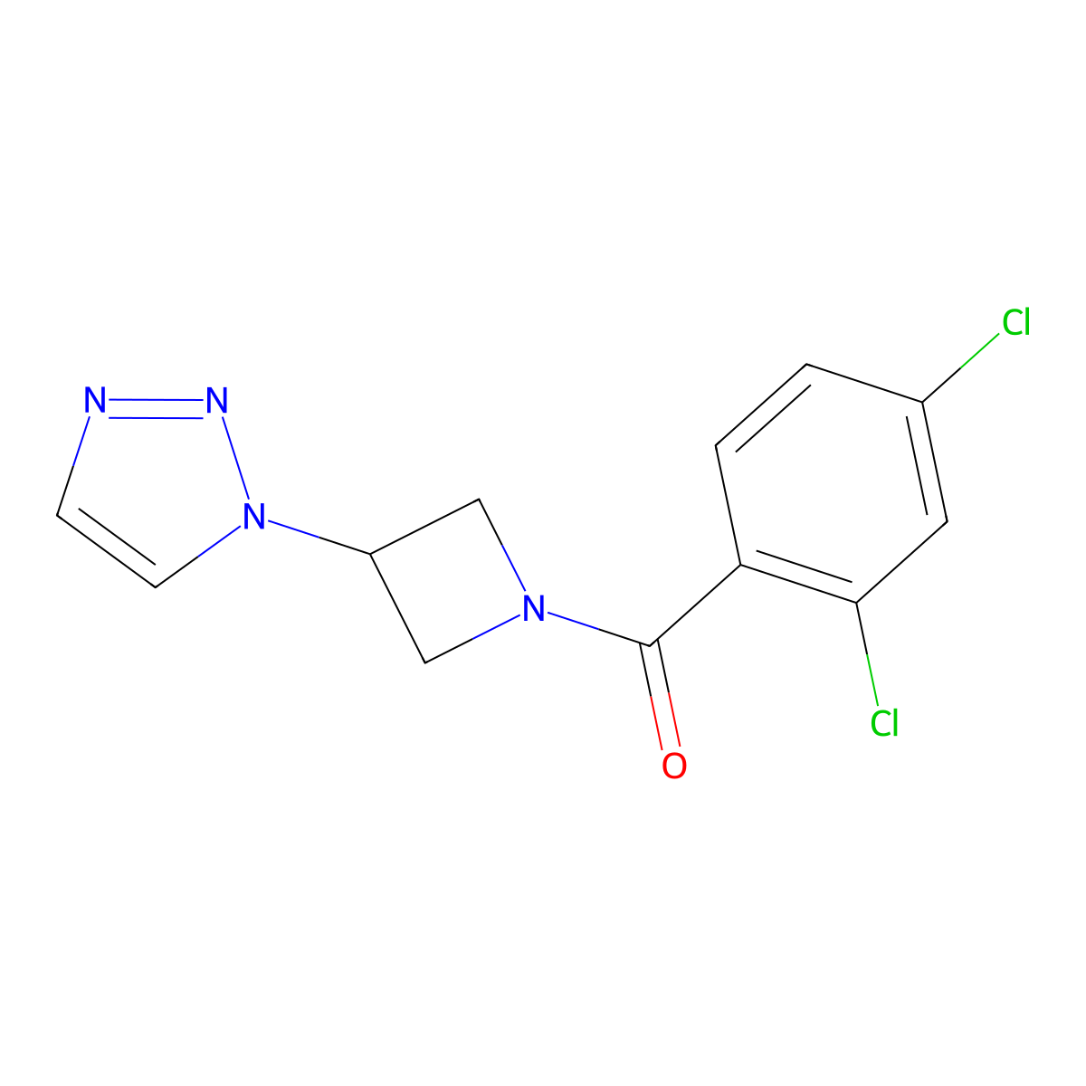 (3-(1H-1,2,3-triazol-1-yl)azetidin-1-yl)(2,4-dichlorophenyl)methanone molecular structure, CAS 2034443-06-4