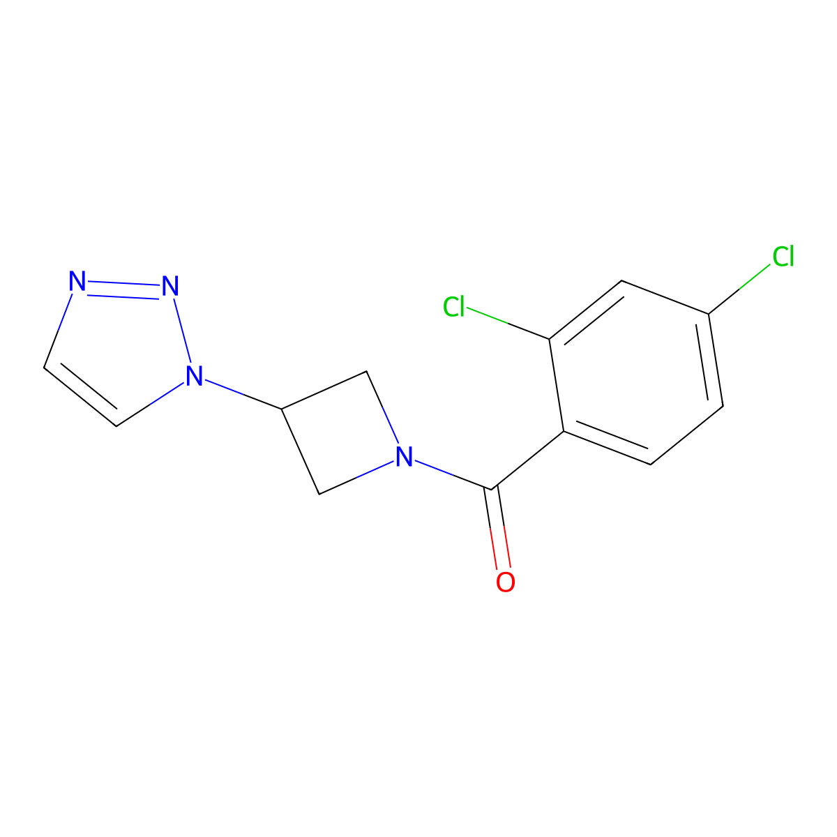(3-(1H-1,2,3-triazol-1-yl)azetidin-1-yl)(2,4-dichlorophenyl)methanone molecular structure, CAS 2034443-06-4