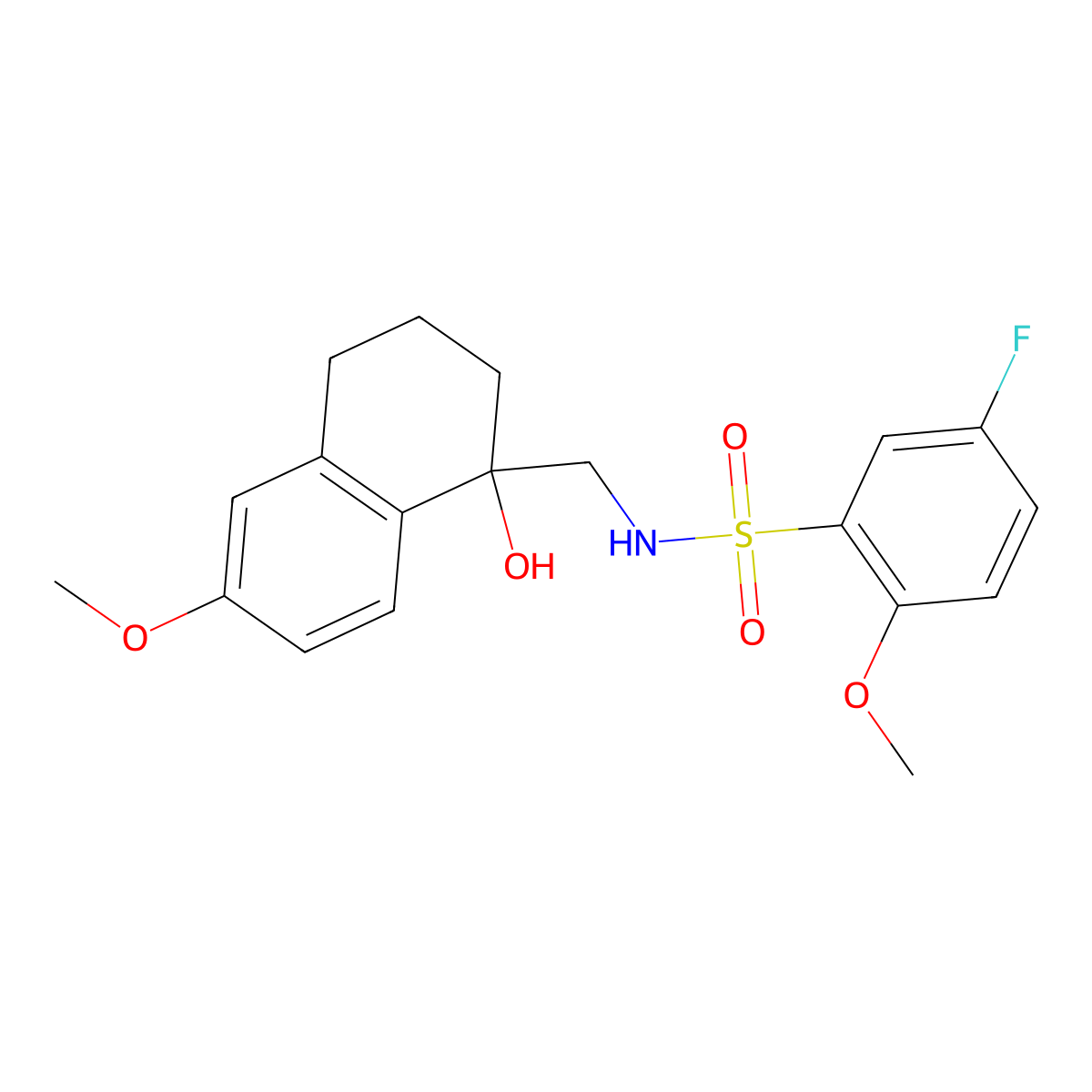 5-fluoro-N-((1-hydroxy-6-methoxy-1,2,3,4-tetrahydronaphthalen-1-yl)methyl)-2-methoxybenzenesulfonamide molecular structure, CAS 2034443-15-5