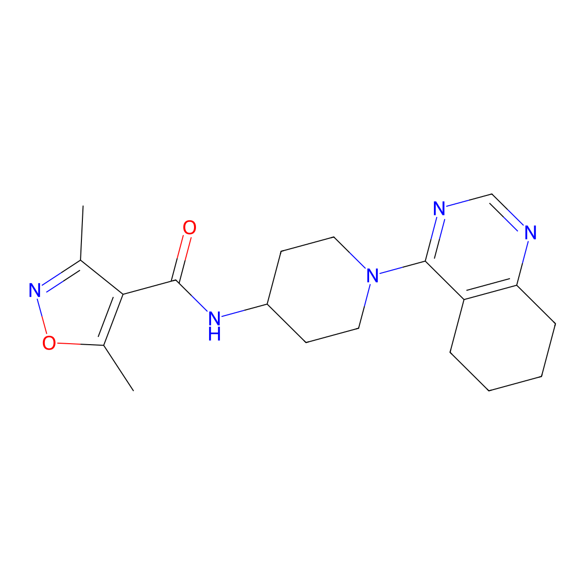 3,5-dimethyl-N-(1-(5,6,7,8-tetrahydroquinazolin-4-yl)piperidin-4-yl)isoxazole-4-carboxamide molecular structure, CAS 2034443-22-4