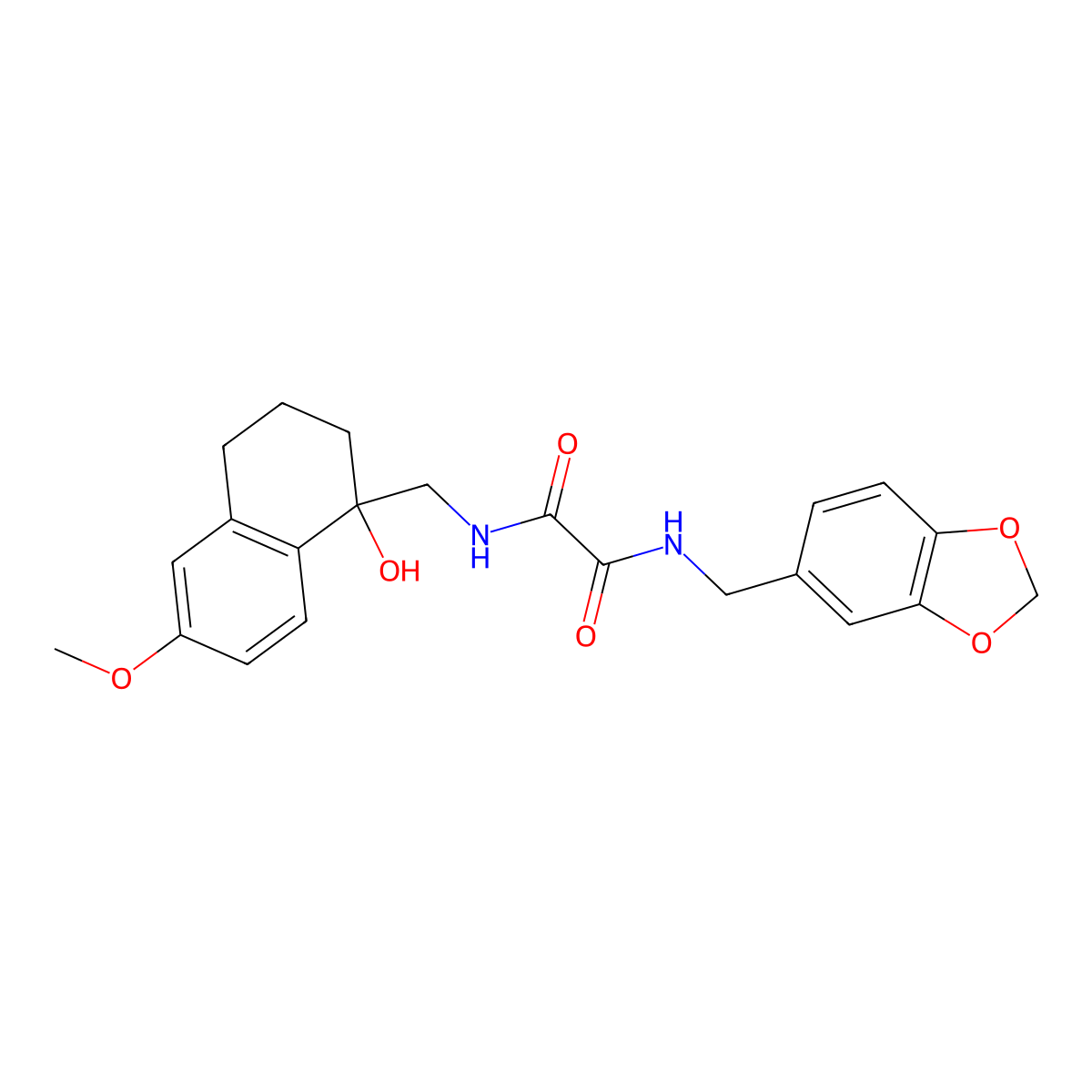 N1-(benzo[d][1,3]dioxol-5-ylmethyl)-N2-((1-hydroxy-6-methoxy-1,2,3,4-tetrahydronaphthalen-1-yl)methyl)oxalamide molecular structure, CAS 2034443-39-3