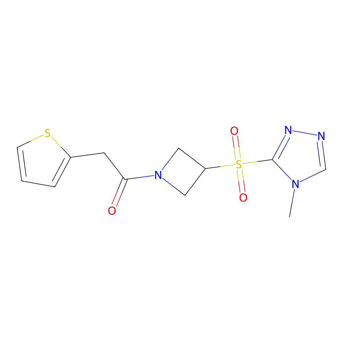 1-(3-((4-methyl-4H-1,2,4-triazol-3-yl)sulfonyl)azetidin-1-yl)-2-(thiophen-2-yl)ethanone molecular structure, CAS 2034443-40-6