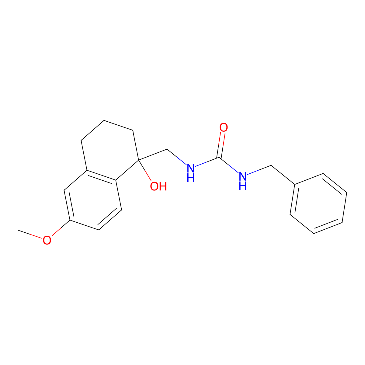 1-Benzyl-3-[(1-hydroxy-6-methoxy-1,2,3,4-tetrahydronaphthalen-1-yl)methyl]urea molecular structure, CAS 2034443-45-1