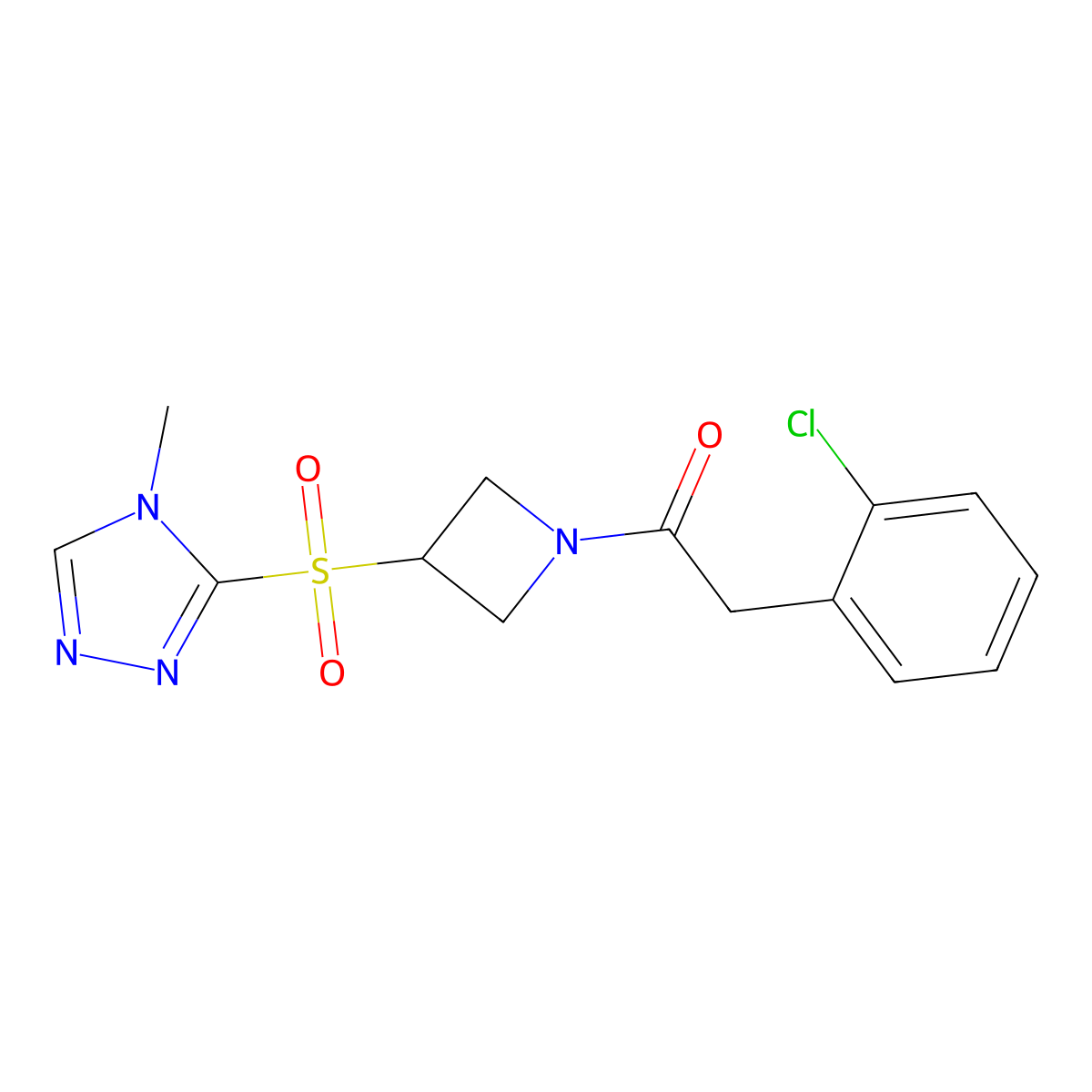 2-(2-chlorophenyl)-1-(3-((4-methyl-4H-1,2,4-triazol-3-yl)sulfonyl)azetidin-1-yl)ethanone molecular structure, CAS 2034443-48-4
