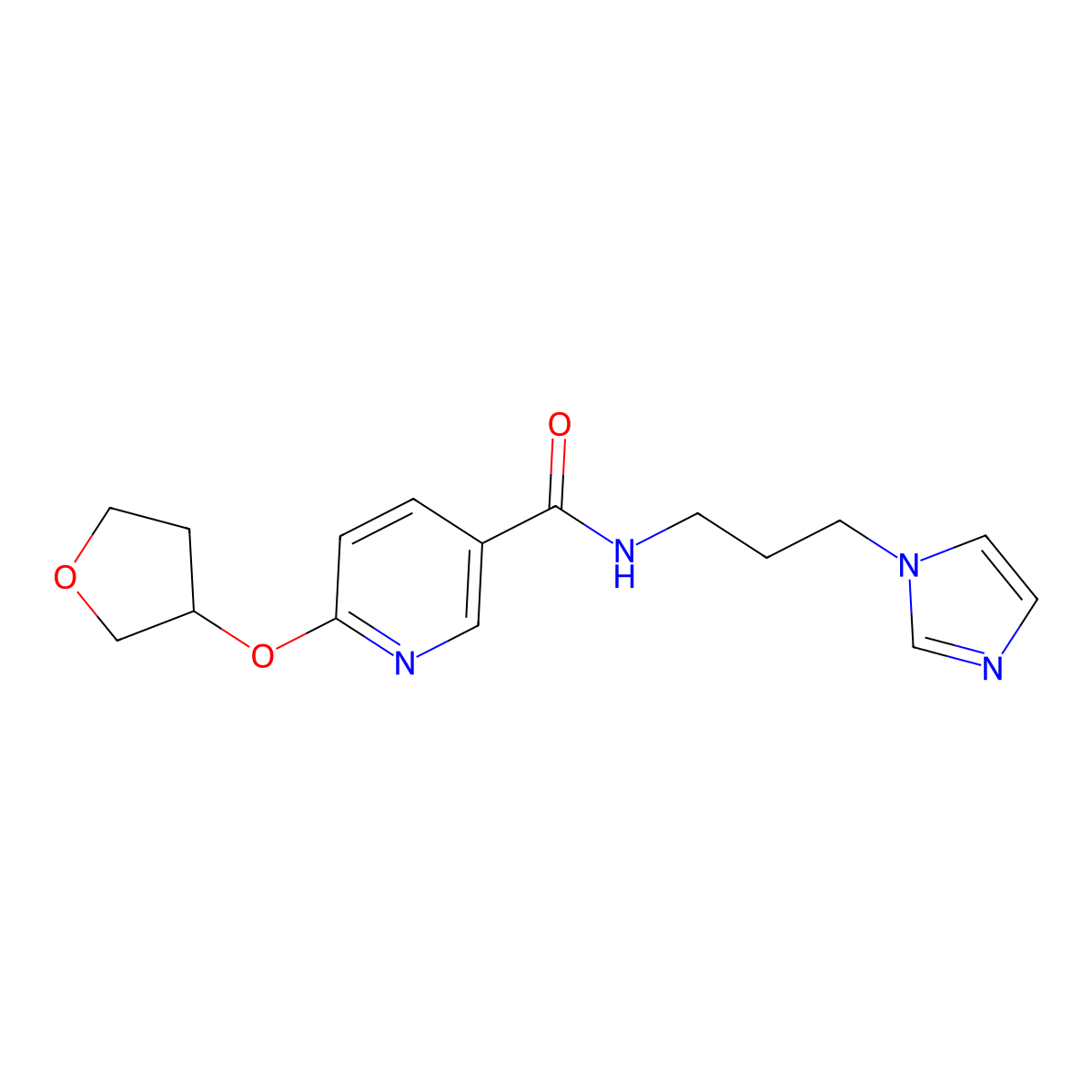 N-(3-(1H-imidazol-1-yl)propyl)-6-((tetrahydrofuran-3-yl)oxy)nicotinamide molecular structure, CAS 2034443-49-5