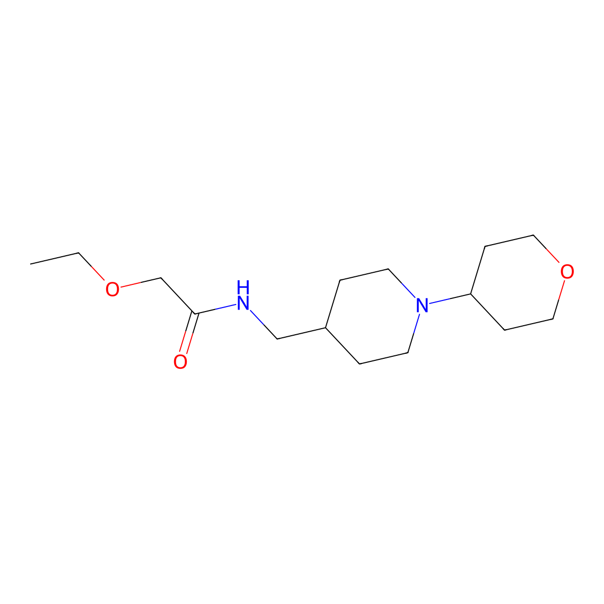 2-ethoxy-N-((1-(tetrahydro-2H-pyran-4-yl)piperidin-4-yl)methyl)acetamide molecular structure, CAS 2034443-50-8