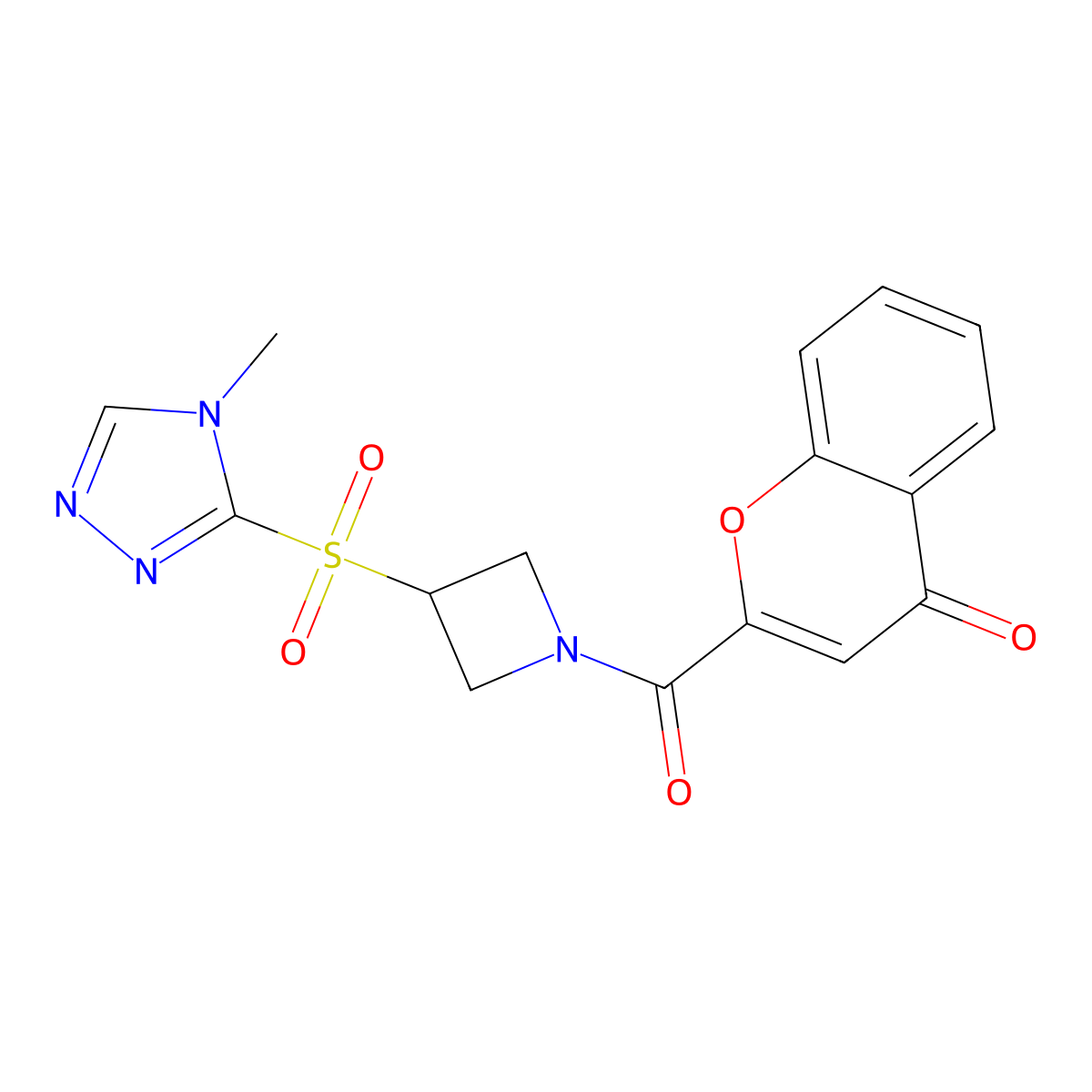 2-{3-[(4-methyl-4H-1,2,4-triazol-3-yl)sulfonyl]azetidine-1-carbonyl}-4H-chromen-4-one molecular structure, CAS 2034443-55-3