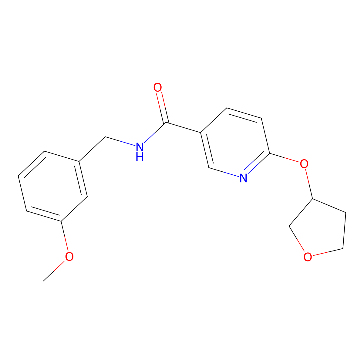 N-(3-methoxybenzyl)-6-((tetrahydrofuran-3-yl)oxy)nicotinamide molecular structure, CAS 2034443-56-4