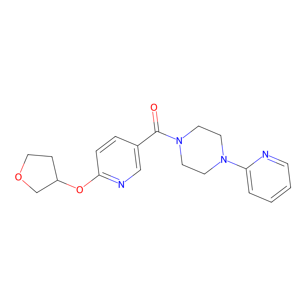 (4-(Pyridin-2-yl)piperazin-1-yl)(6-((tetrahydrofuran-3-yl)oxy)pyridin-3-yl)methanone molecular structure, CAS 2034443-61-1