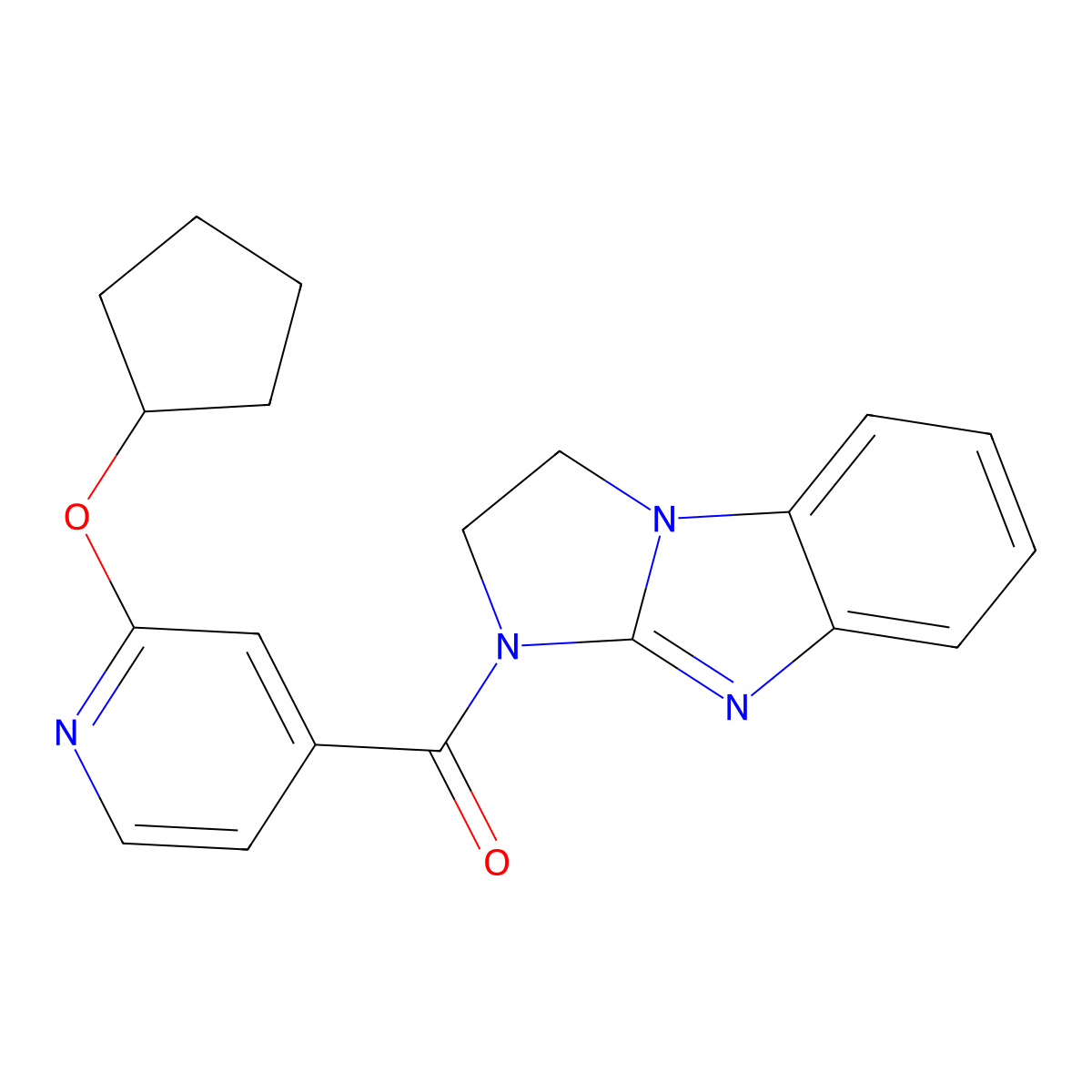 5-[2-(Cyclopentyloxy)pyridine-4-carbonyl]-2,5,7-triazatricyclo[6.4.0.0^{2,6}]dodeca-1(8),6,9,11-tetraene molecular structure, CAS 2034443-62-2
